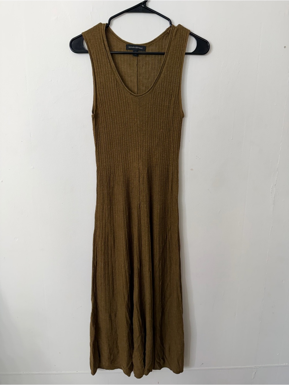 Banana Republic Olive Ribbed Sleeveless Maxi Dress